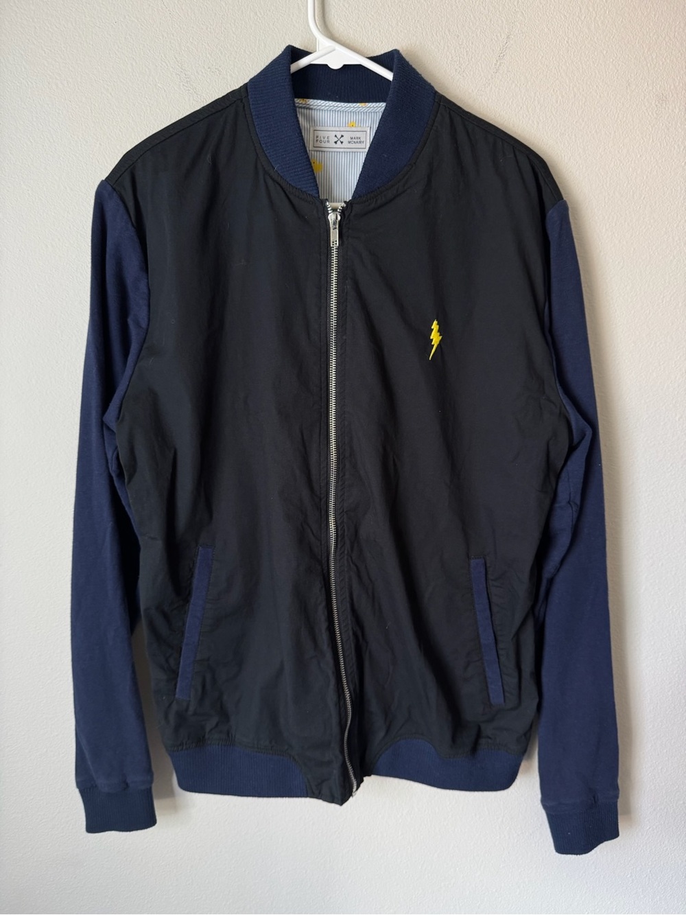 Five Four x Mark McNairy Mens Bomber Jacket Small Navy Duck Lined Full Zipper